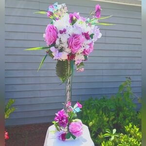 "Blossoming Elegance" in pink and white with butterfly accent